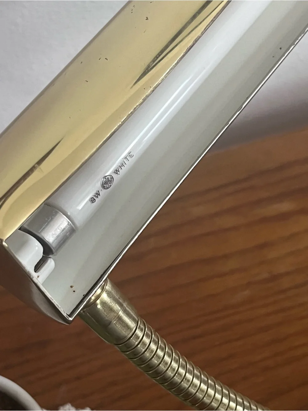 Vintage mid century Brass Gooseneck Desk Lamp - Polished Gold Tone
